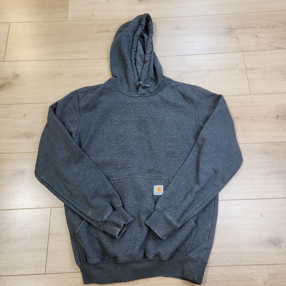 Carhartt Hoodie Mens Small Gray Original Fit Workwear Fleece Pullover Sweatshirt